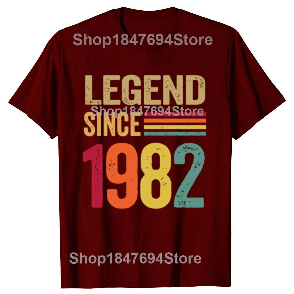 Funny 40 Year Old Gifts Legend Since 1982 Graphic 100% Cotton T-shirts Men Casual Tshirt Loose Oversized Streetwear T Shirt