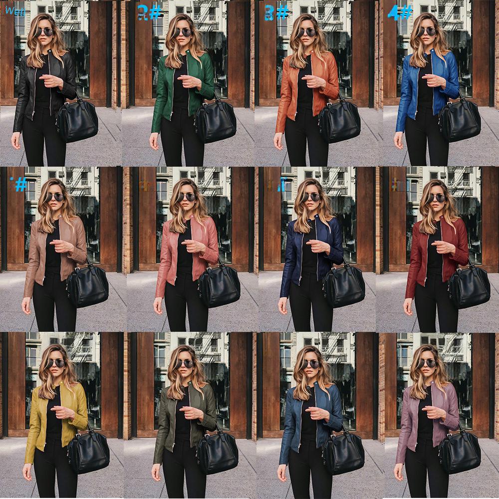 

Autumn & Winter Women s Fashion PU Leather Jacket 6036 Large жовтий