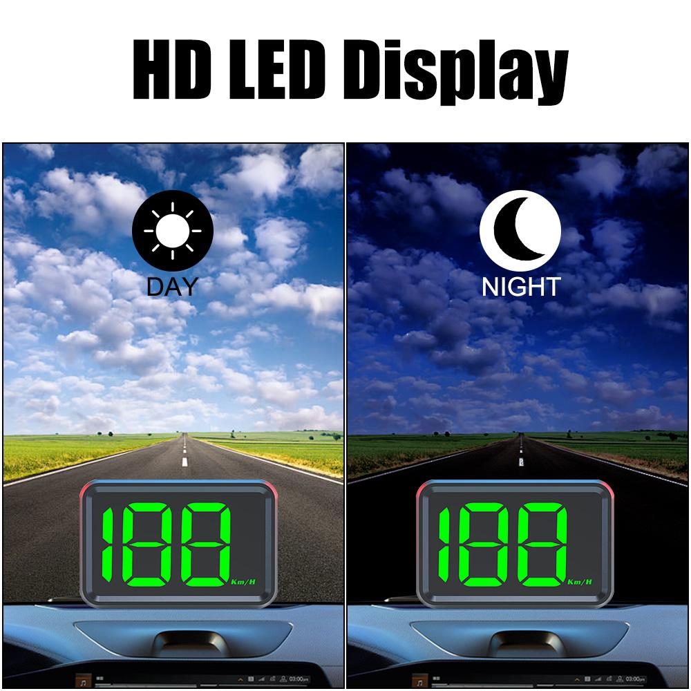 KMH MPH Meter Digital Speedometer Big Font USB Plug X1 HUD Car Head Up Display GPS HUD White Green Light Display