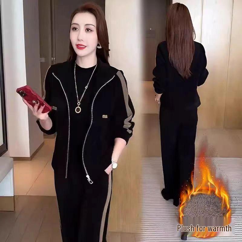 

Women s Stand Collar Velvet Jacket & Sports Suit: 2026 Autumn/Winter Patchwork Slimming Style 2XL (Recommended 130-150 jin)