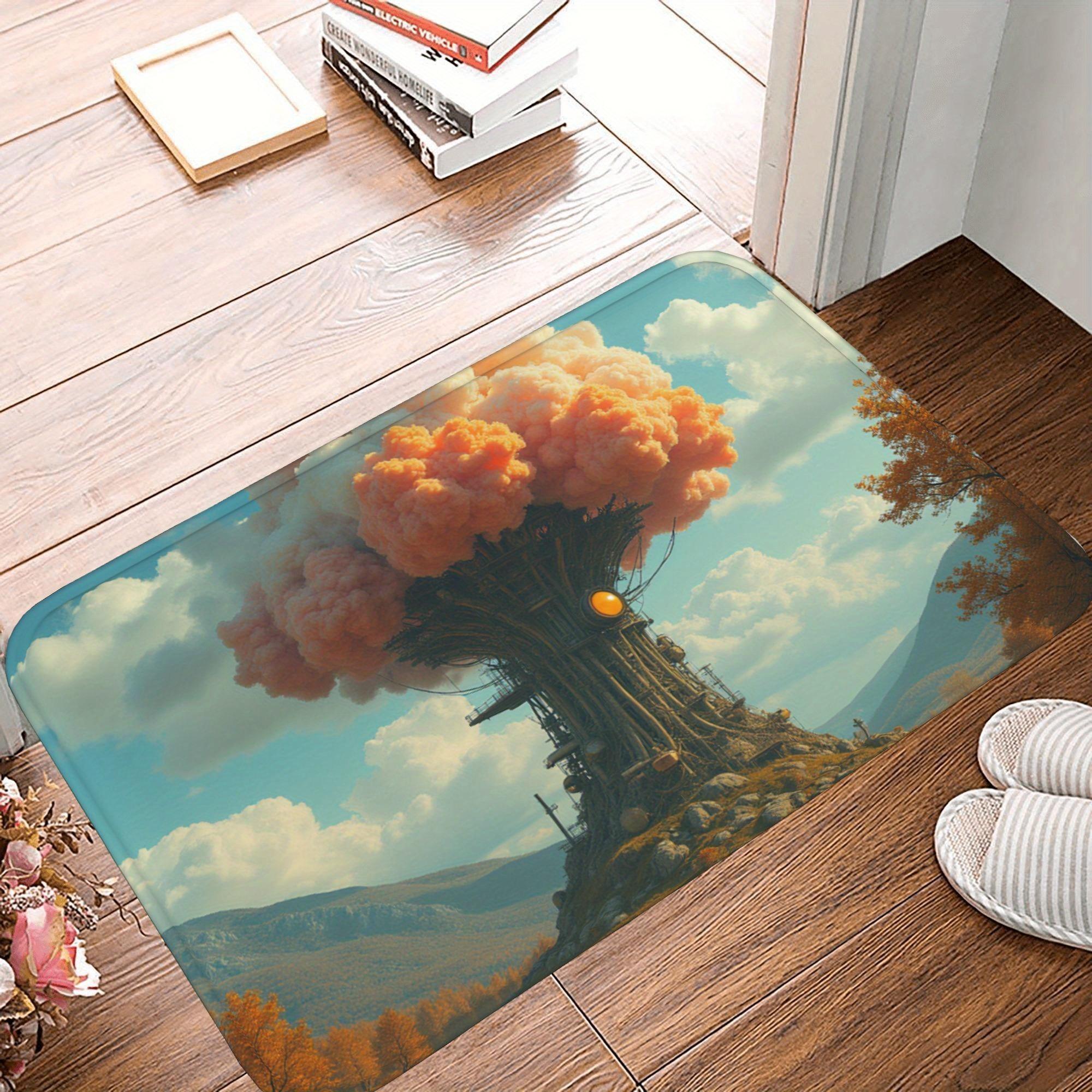 

1PC Black and white patches Kitchen Rug Non-Slip Door Mats Pop design Bathroom Rug Bath Mat Carpet for Home Sink Laundry Decor 40cm x 60cm