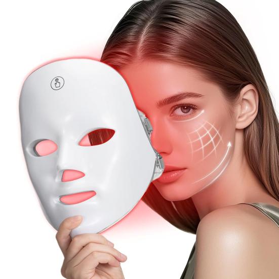 LED Photon Therapy Mask Red Blue Light Facial Device for Acne Wrinkle Reduction Rechargeable Anti-Aging Skincare for Home Use
