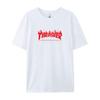 A1-03 Letnia Koszulka z Czerwonym Nadrukiem Thrasher Męska Damska Bawełniana Oversize Krótki Rękaw Casualowa Streetwearowa Koszulka Top