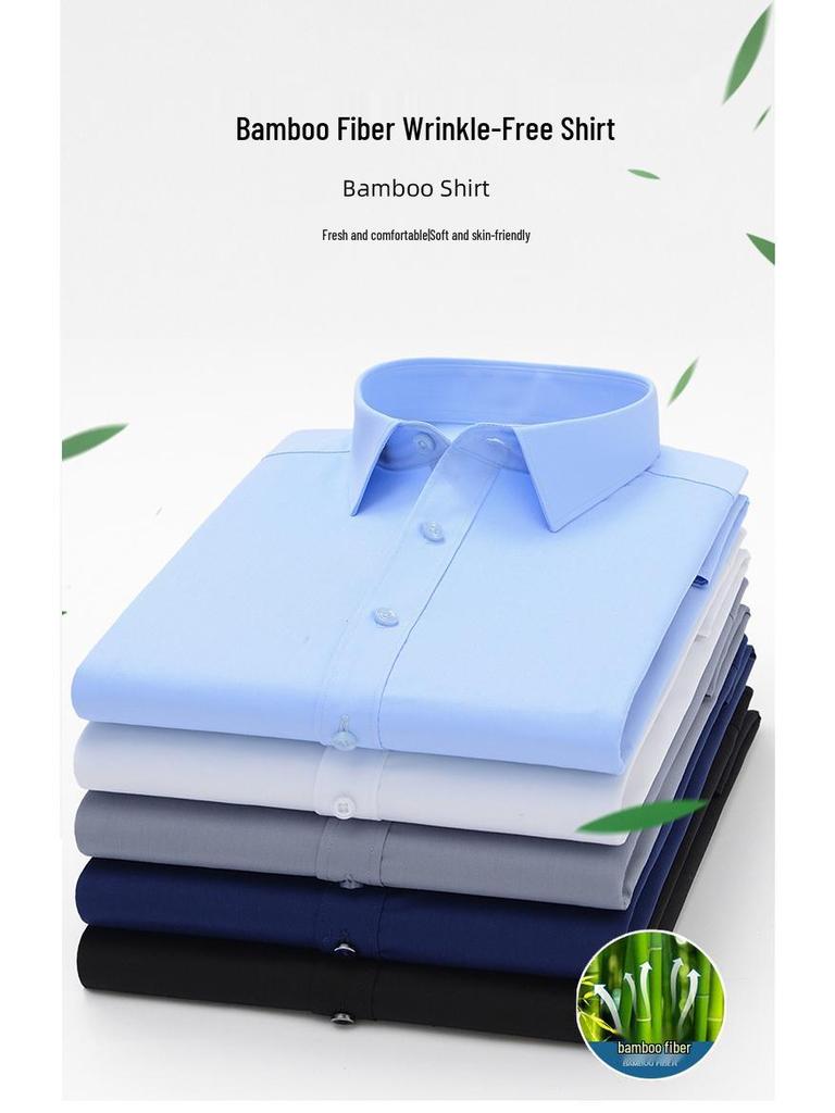 Men's New Arrival Iron-Free White Bamboo Shirt - Short Sleeve, Business Casual