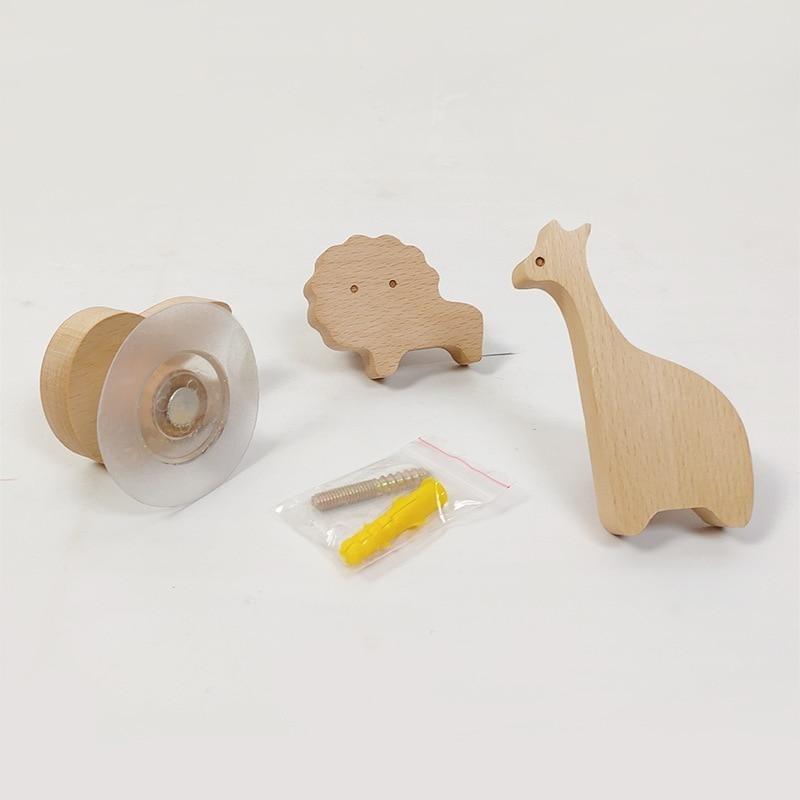 1pcs Wooden Hook Creative Nordic Cute Animal Hook Wall Hanging Coat Hook Home Decoration Solid Wood Hook Kitchen Accessories