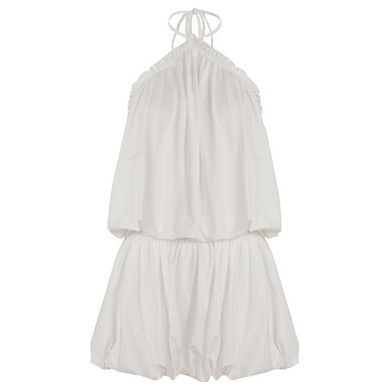 H Home European and American Women's Clothing California Sexy Halterneck Self-Tie Lace Waist-Tight Bud Skirt Pure Desire Sexy Backless Dress