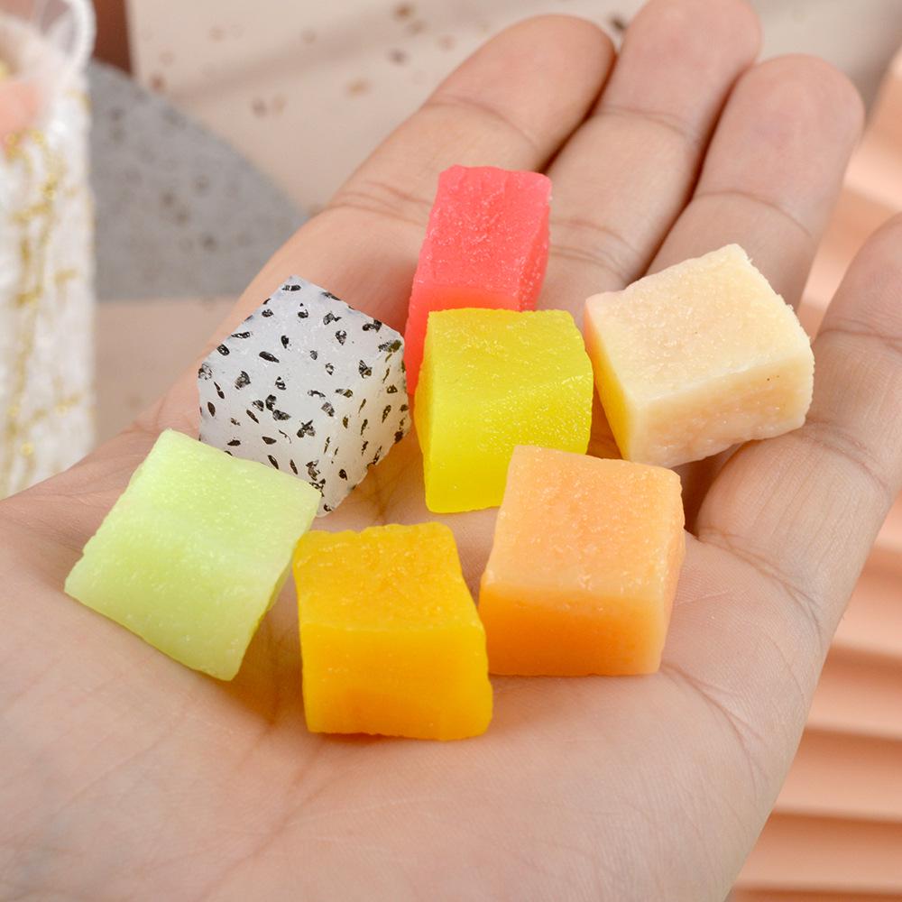 Dragon Fruit, Watermelon & Mango Cubes Model - Cake Decoration & DIY Fruit Salad Toy Accessories.