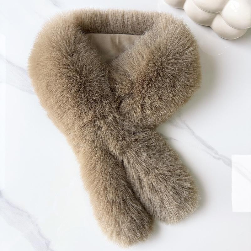 1Pcs Imitation Fox Fur Cold Resistant Collar Scarves Neck Warmers Plush Fluffy Fur Scarf Thicken Solid Color Warm Neckerchief