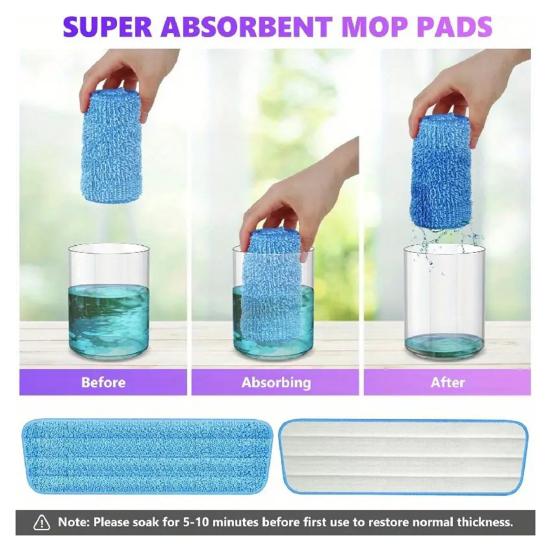 1/4Pcs Mop Pad Efficient Performance Wet/Dry Cleaning Trawl Pads Pet Hair Removal Microfiber Mop Pad for Swiffer PowerMop