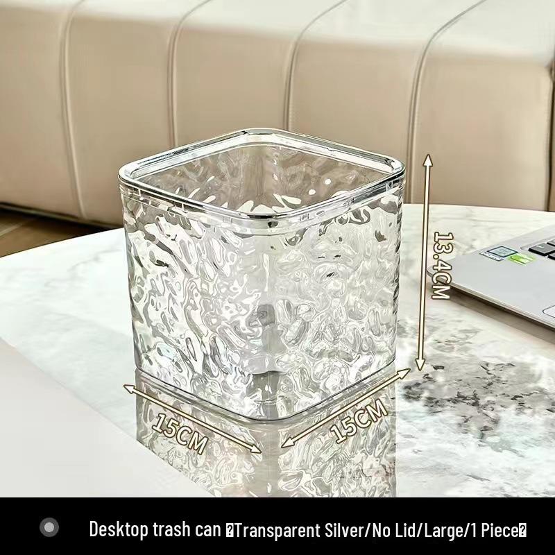 Compact Desktop Trash Bin with Lid, Press-Type Pop-Up Wastebasket for Kitchen, Dining, or Office Use