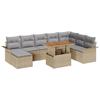 VidaXL Ensemble de salle à manger de jardin 9 pièces avec coussins beige en rotin poly acacia 3349370