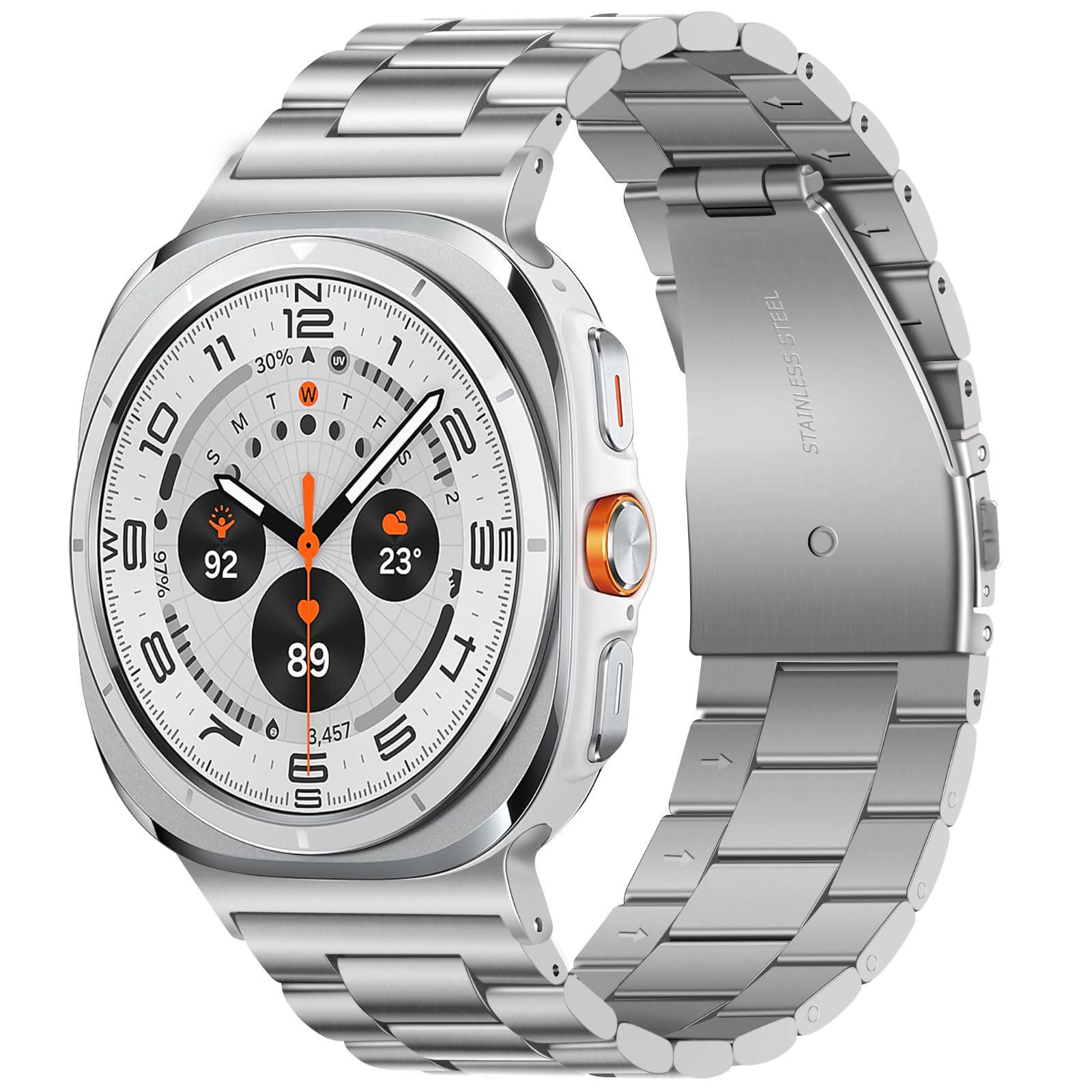 

Браслет из нержавеющей стали с тремя звеньями для Samsung Galaxy Watch8 и Ultra Galaxy Watch Ultra (47mm) серебряный