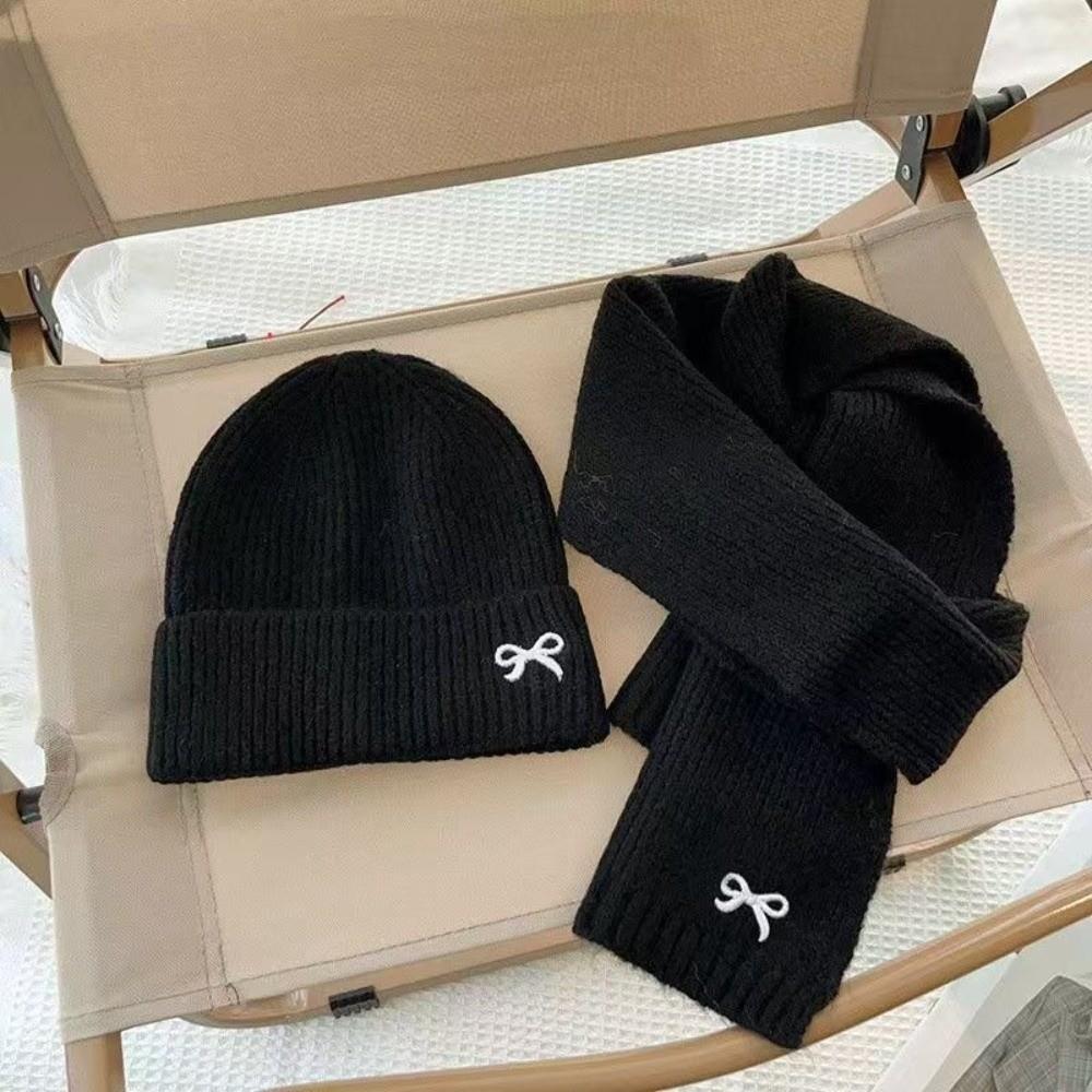 Love Heart Embroidery Scarf Hat Set Windproof Ear Protection Hat New Beanie Hat  Outdoor Sports