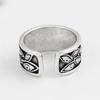 Retro Devils Eyes Adjustable Cuff Ring for Men Silver Punk Gothic Handmade Rock Hip Hop Jewelry Accessory
