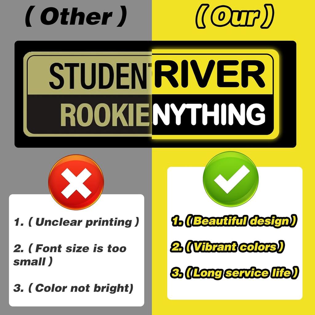 3Pcs Student Driver New Car Stickers, Magnetic Student Driver Signs For Car, Personalized Bright Colors Accessories, Clear Fonts Supplies Suitable