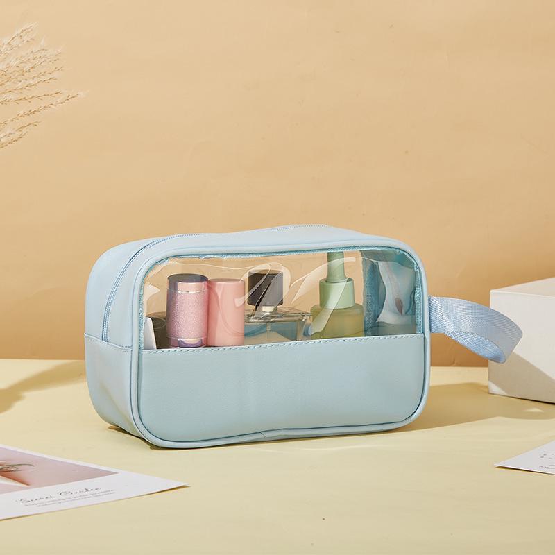 PU Translucent Waterproof Makeup Bag - Large Capacity Travel Bath & Cosmetics Case