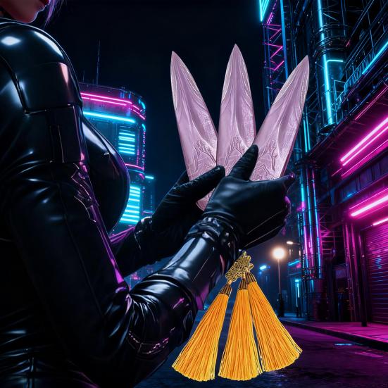1/3Pcs Kpop Hunter Cosplay Dart Prop with Yellow Tassels Halloween Costume Party Cartoon Inspired Hunters Stiletto Weapon Role-play Accessory