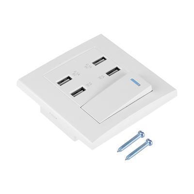 4 Portlu Anahtar Kontrolü 5V 2.1A/1A 4100mA USB Duvara Monte Güç Soketi Şarj Cihazı Çıkışı(220~250V)