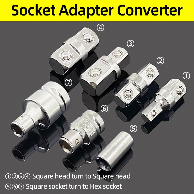 Double Square Head Socket Adapter Converter Reducer Set 1/4 3/8 1/2 Impact Drive Ratchet Wrench Socket Adaptor Repair Hand Tool