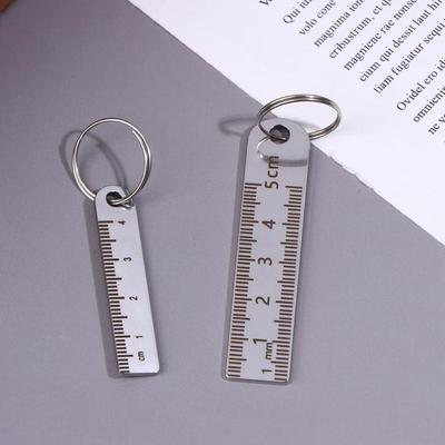 Stainless Steel Mini Ruler With Keychain - Measuring Tool For Office And School Supplies (Anti-Loss Measuring Ruler)