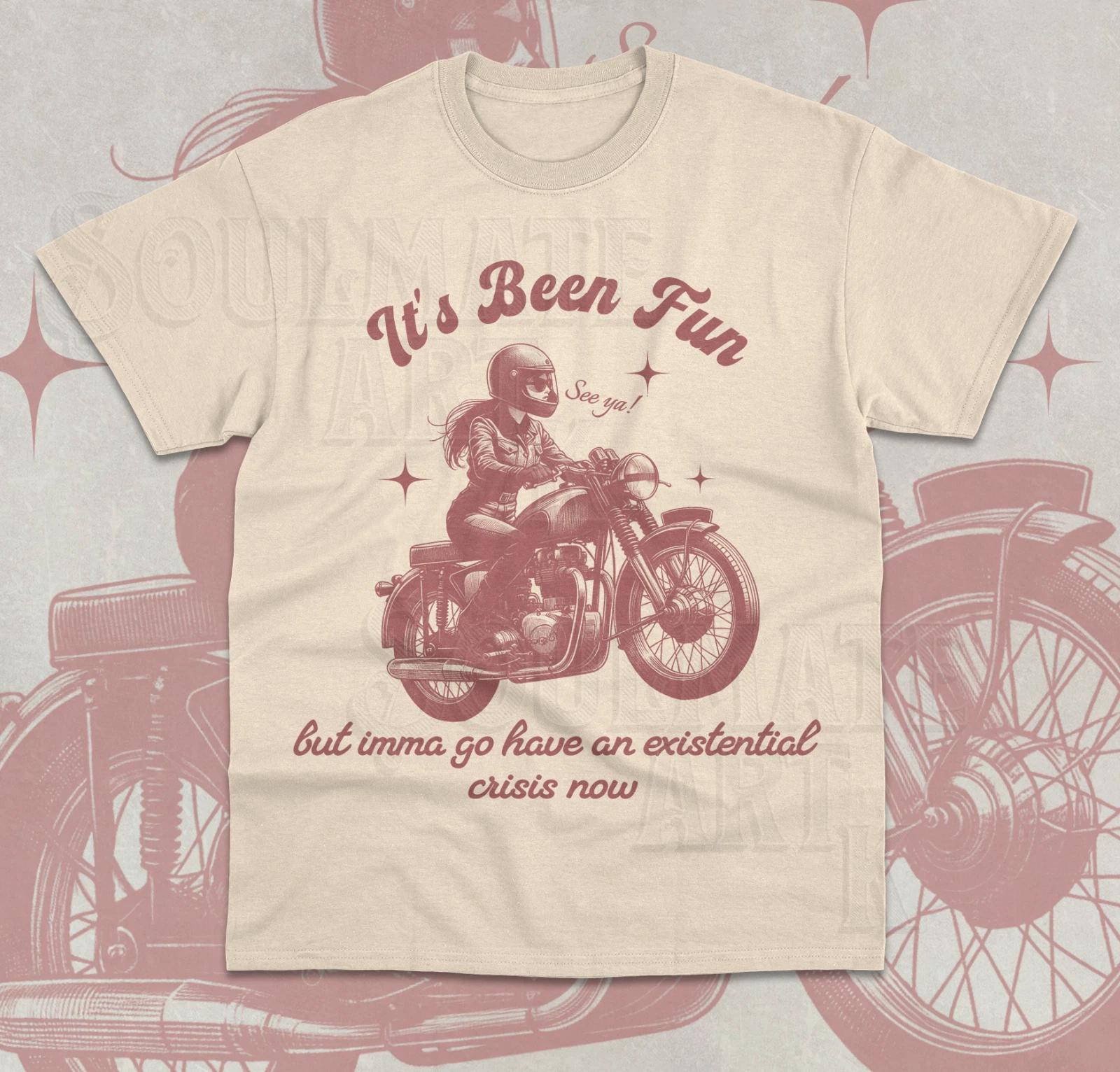 Existential Crisis Motorcycle T- Shirt Vintage Funny Biker Meme Graphic  Shirt L