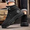 Fashion Autumn Men's Platform Boots High Top Leather Casual Shoes Thick Sole Vintage Motorcycle Boots Anti Slip Outdoor Hiking Boots Man