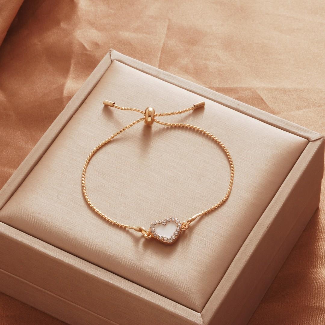 Женский простой браслет с кристаллами в форме сердца one size