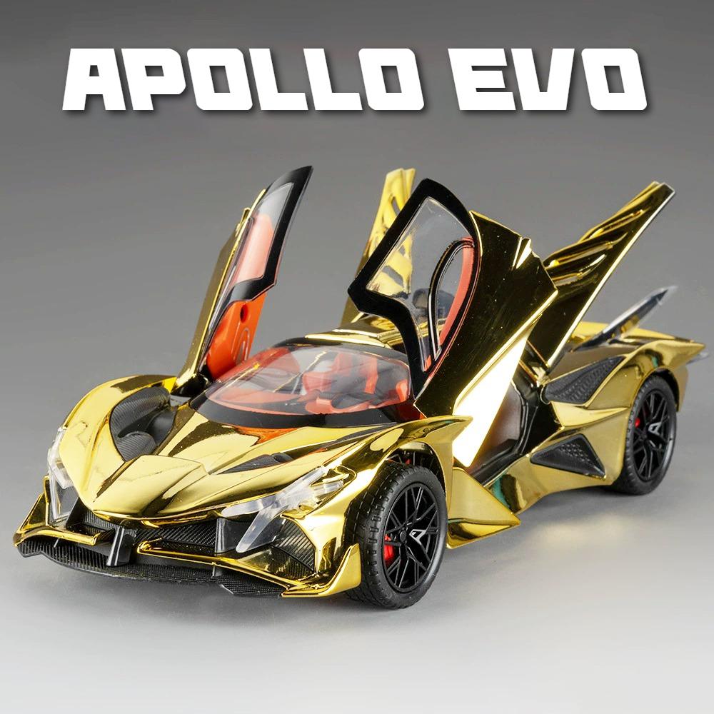 1:24 Scale Apollo Evo IE Super Car Model Toy Metal Body Rubber Tires Scissor Doors Opened Miniature Vehicle Desktop Ornaments