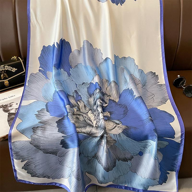 Four Seasons 180X90CM Shawls Fashion Soft Long Silk Scarves Women Sunscreen Print Beach Stoles Luxury Brand Satin Finish Scarf
