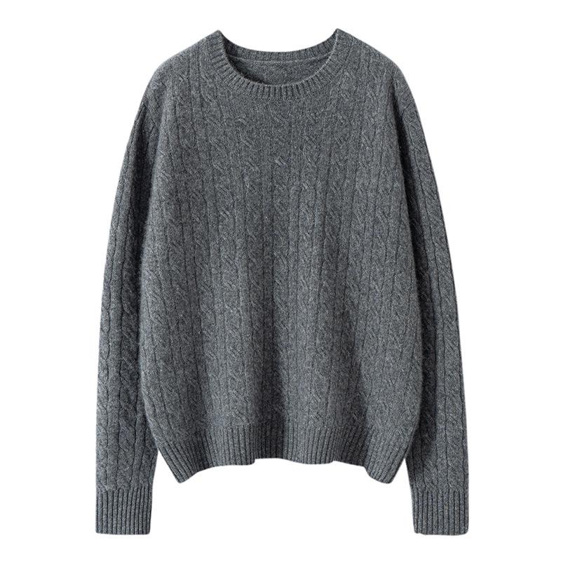 

Женский кашемировый свитер с круглым вырезом - Однотонный, универсальный и уютный для осени/зимы 2024 Large