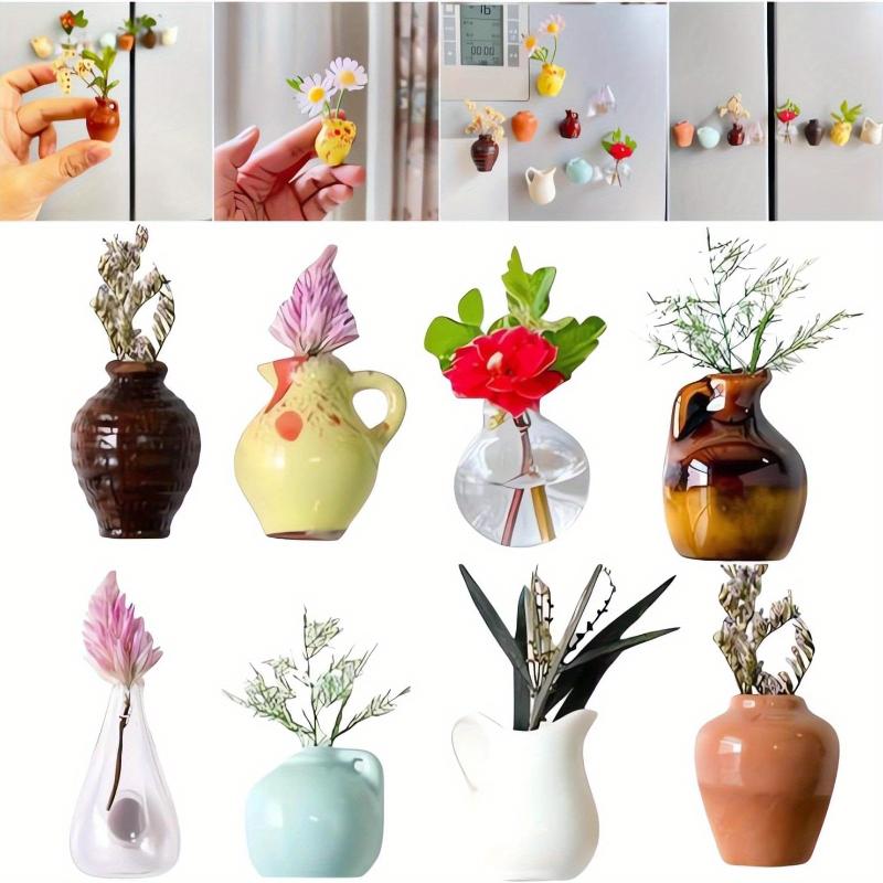 5/8Pcs Mini Ceramic Vases Magnets Set Strong Magnetic Bud Vases for Fridge Decoration And Office Use No Plant Included