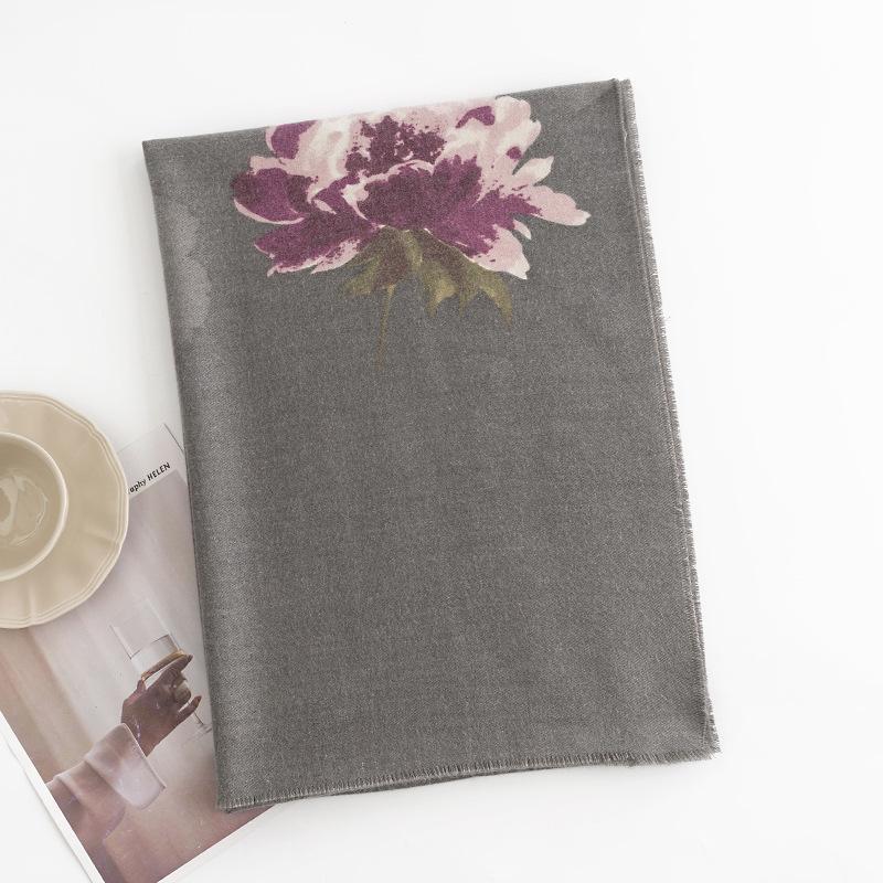 Imitation Cashmere Scarf New Autumn and Winter Fashion Printed Shawl Scarf Women's Medium Length Thickened Warm Scarf