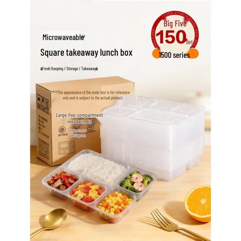 HANDUNYOU Disposable Divided Food Containers with Lids
