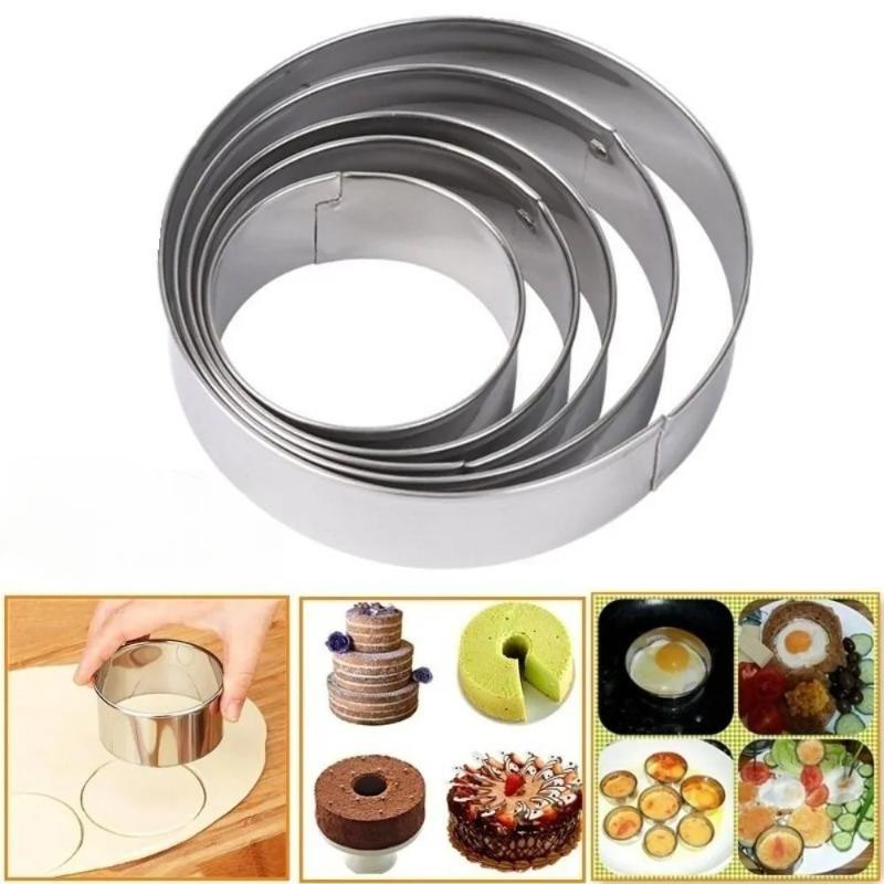 5pcs Round Biscuit Mold Stainless Steel Dumpling Skin Cutting Mould DIY Cake Pastry Baking Cutting Maker Tools Kitchen Gadgets