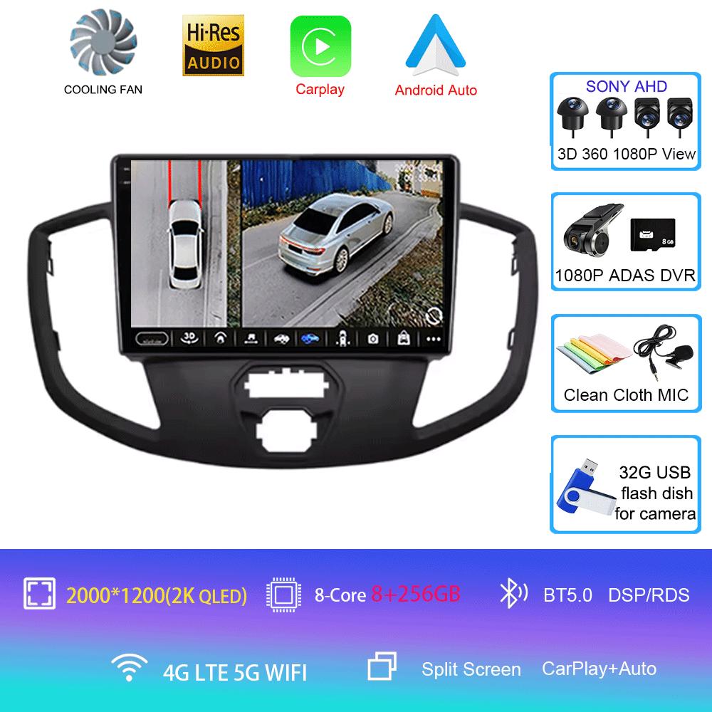 Car Radio Android 14 Auto For Ford Transit 2015 2016-2018  Central Multimedia Car Stereo Receiver GPS Navigation Autoradio
