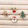Christmas Tree Enamel Santa Claus Ring Dripping Oil Xmas Jewelry Ornaments Christmas Ring Set  Gift