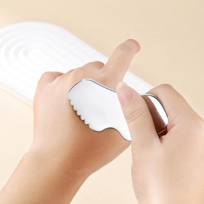 Strumenti per il viso Gua Sha in acciaio inossidabile per rassodare la pelle Strumento per massaggio Gua Sha in metallo Strumento per la bellezza del collo degli occhi del viso Migliora la circolazione sanguigna