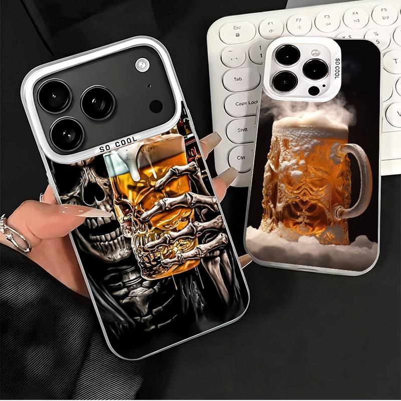 Funny Beer Bubble Summer Soft Phone Case for iPhone 15 16 17 Pro Max 17Air 16E 14 Plus 13 12 Mini Shockproof Cover Back Shell