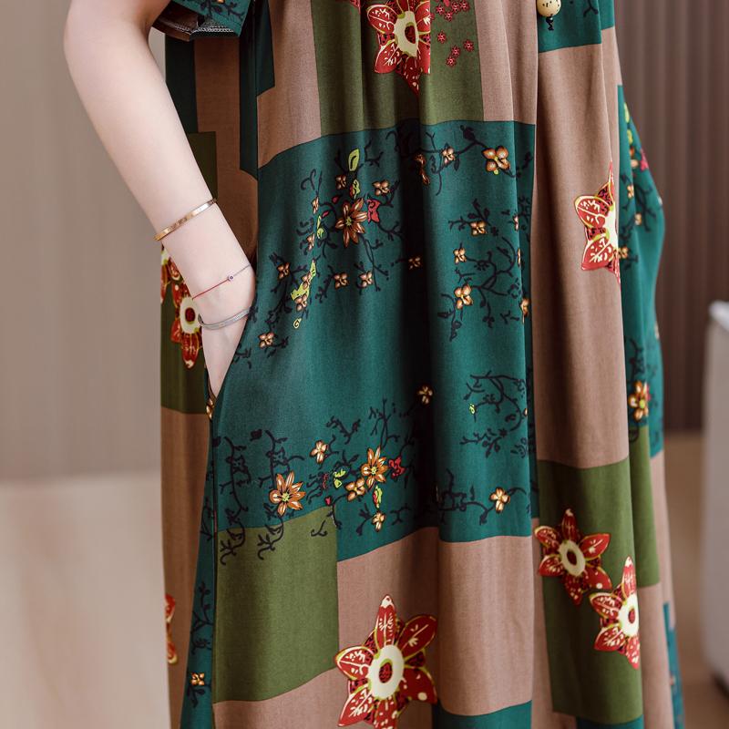 Letné oversize šaty Elegantné dámske dlhé šaty s krátkym rukávom Plus veľkosti
