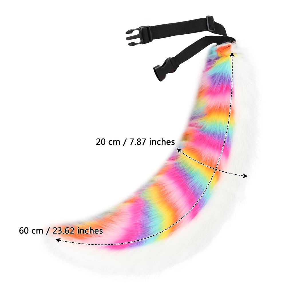 Handmade plush fox tail rainbow beast tail costume comic exhibition large wolf tail cosplay props accessories
