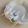 8pcs/pack Butterfly Glass Straws Household Colorful Heat Resistant Bent Straws Gift Set with Cleaning Brushes