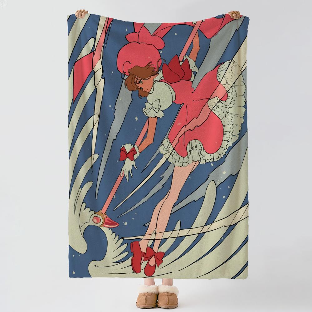 anime C-Cardcaptor Sakura-A Throw Thick Comfort Flannel Quilt, Multi-scene Use Indoor Outdoor Daily Nap
