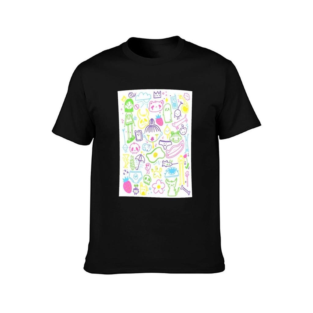 Colourful Doodles TShirt Holiday Casual Short Sleeve Top