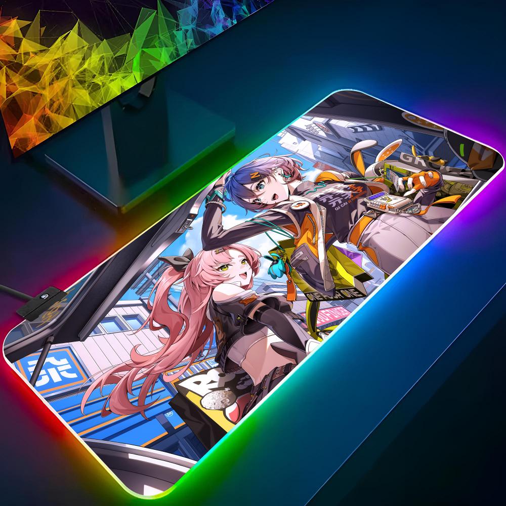 Zenless Zone Zero Mouse Pad Gaming Rgb Mousepad Backlit Animal Keyboard Gamer Girl Xxl Laptop Mat Table Pads Deskpad