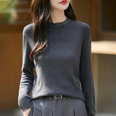 Women's Cashmere Sweater Qinghe Cashmere 50% Wool 50% Silk Women's Autumn and Winter Cashmere Pullover Soft and Warm