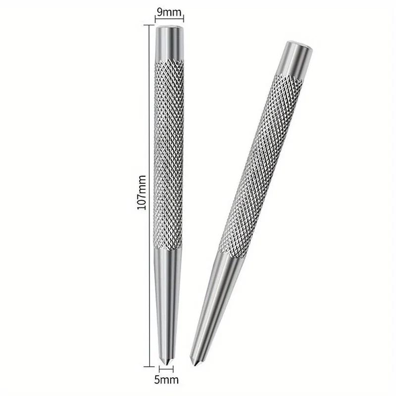 2 Stück Hartmetall Körnerkörner Anti-Rutsch-Griff Konischer Spitzen-Punktfinder Metallbohrloch-Zentrierer Schlosser-Meißel-Körnerkörner