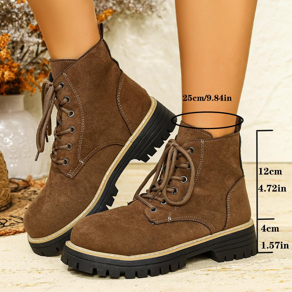 Plus Size Shoes for Women 36-43 Autumn Winter Round Toe Lace Up Platform Wedges Comfortable Non-slip Ankle Boots 36-43 Footwear