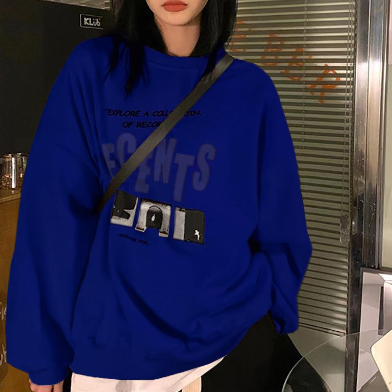 Padded Loose Casual Sweater Female Fall and Winter Jacket Ancient Round Neck Long-sleeved Bottoming Shirt Tops Fashion Retro Versatile Sweatshirt