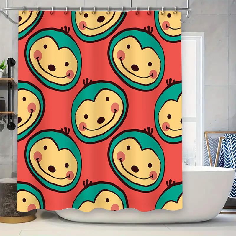 

Bright Cartoon Monkey Face Shower Curtain Waterproof Fabric Bathroom Decor Home Decoration Accessories 3D Print Animal Pattern ( 90x180cm
