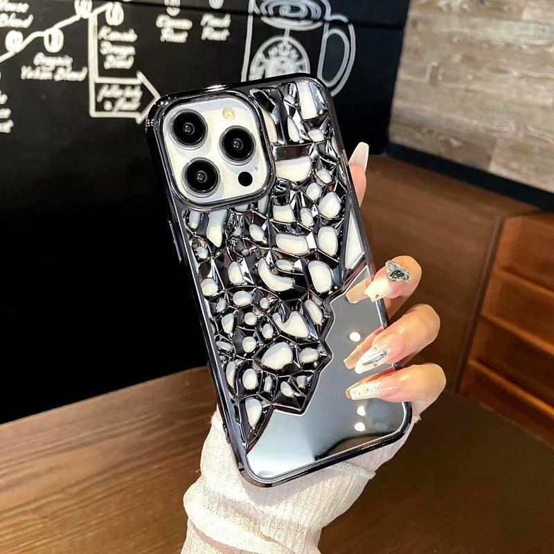 Anwendbar auf iPhone 15 Galvanisiertes Hohl Kühlende Handyhülle 16pro Kommt mit Schminkspiegel 14/13 Vollständig umschließende Schutzhülle